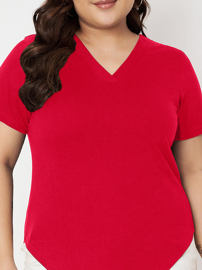 Plus Size V-Neck Cotton T-shirt
