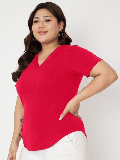 Plus Size V-Neck Cotton T-shirt