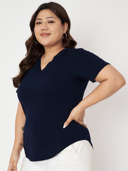 Plus Size V-Neck Cotton T-shirt
