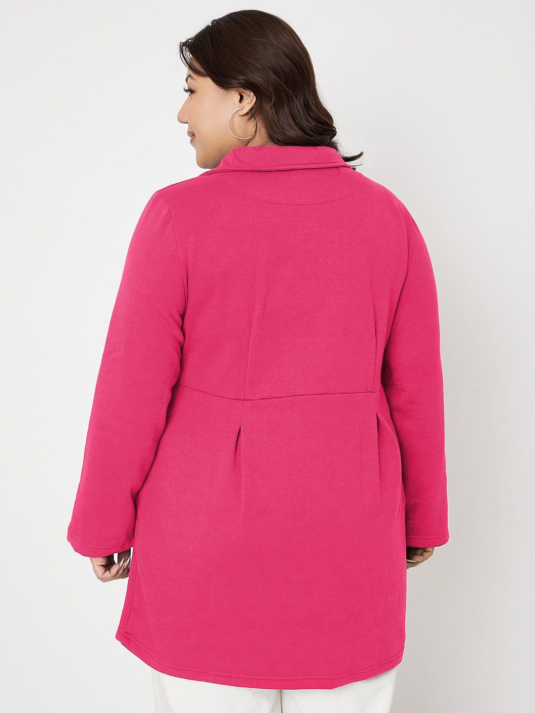 Women Plus Size Single Breasted Hip Length Overcoat