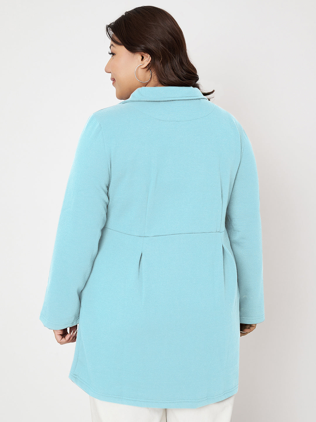 Women Plus Size Single Breasted Hip Length Overcoat