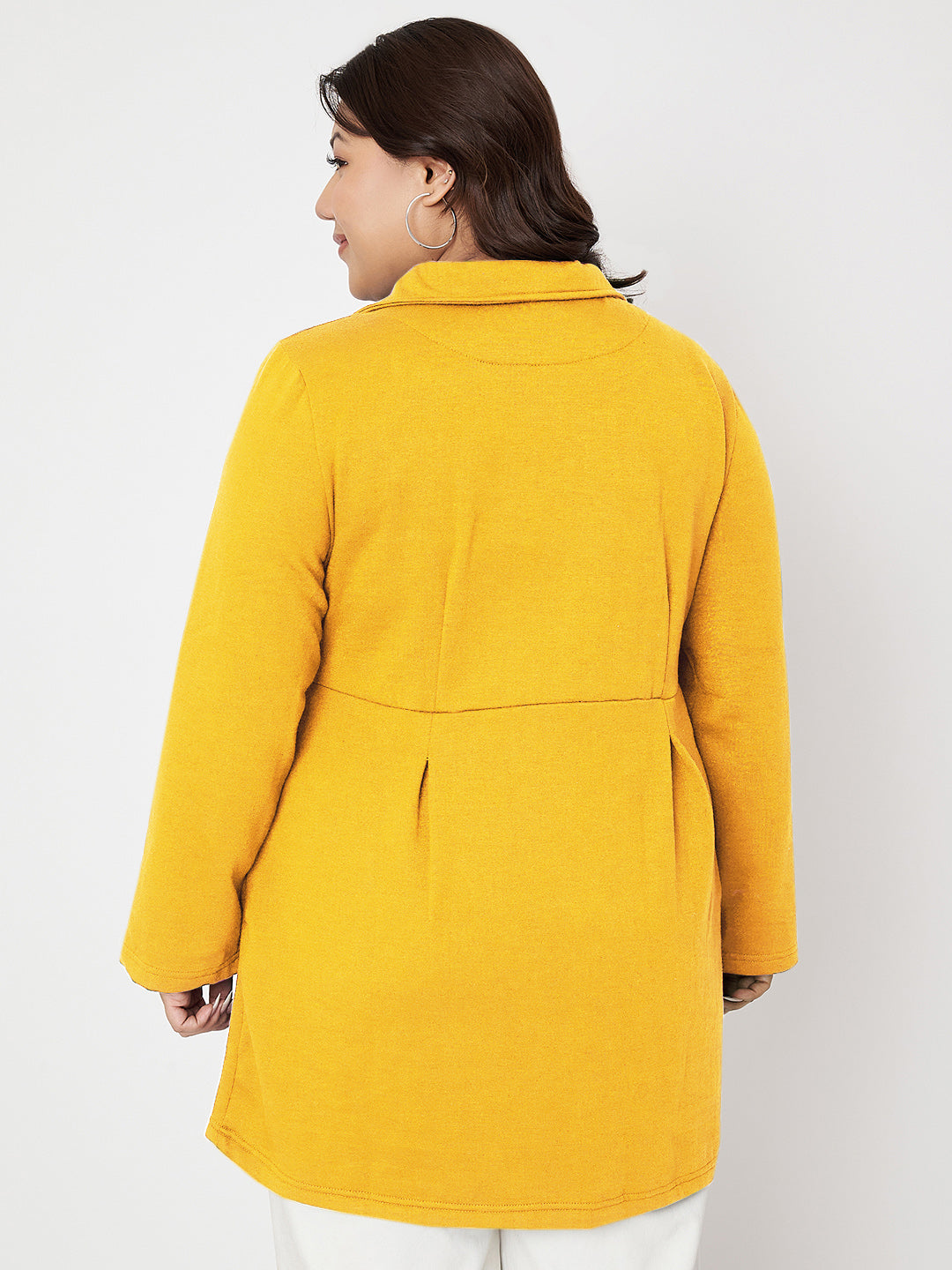 Women Plus Size Single Breasted Hip Length Overcoat