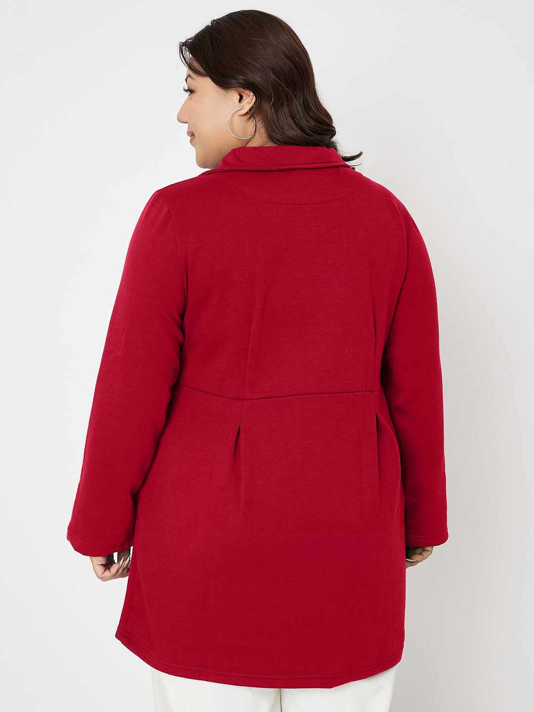 Women Plus Size Single Breasted Hip Length Overcoat