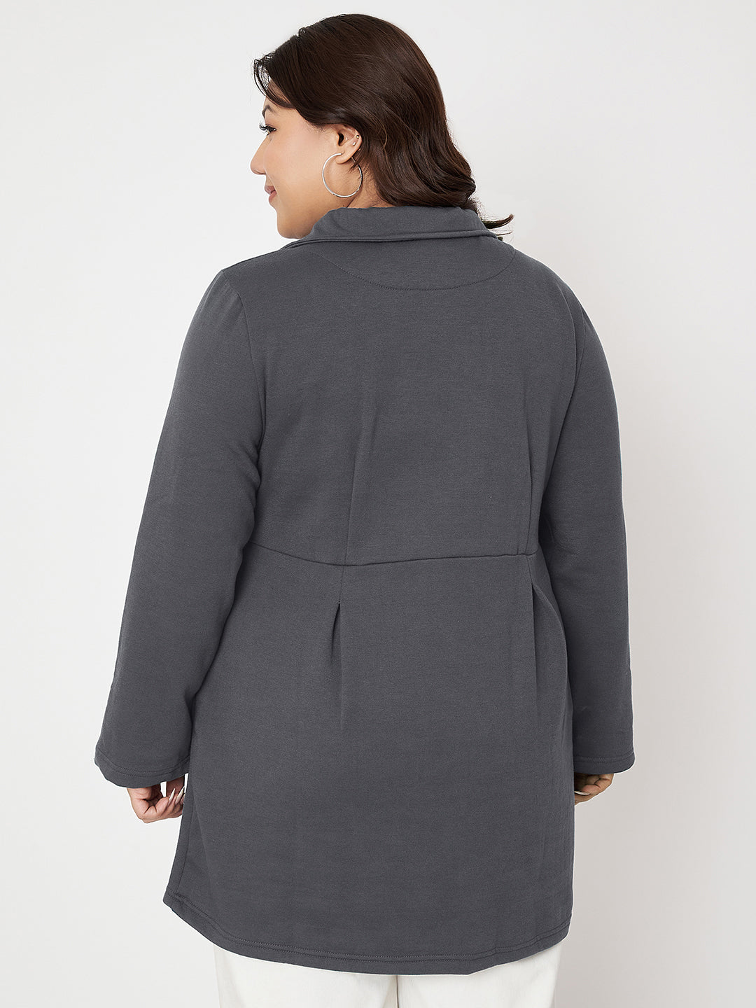 Women Plus Size Single Breasted Hip Length Overcoat