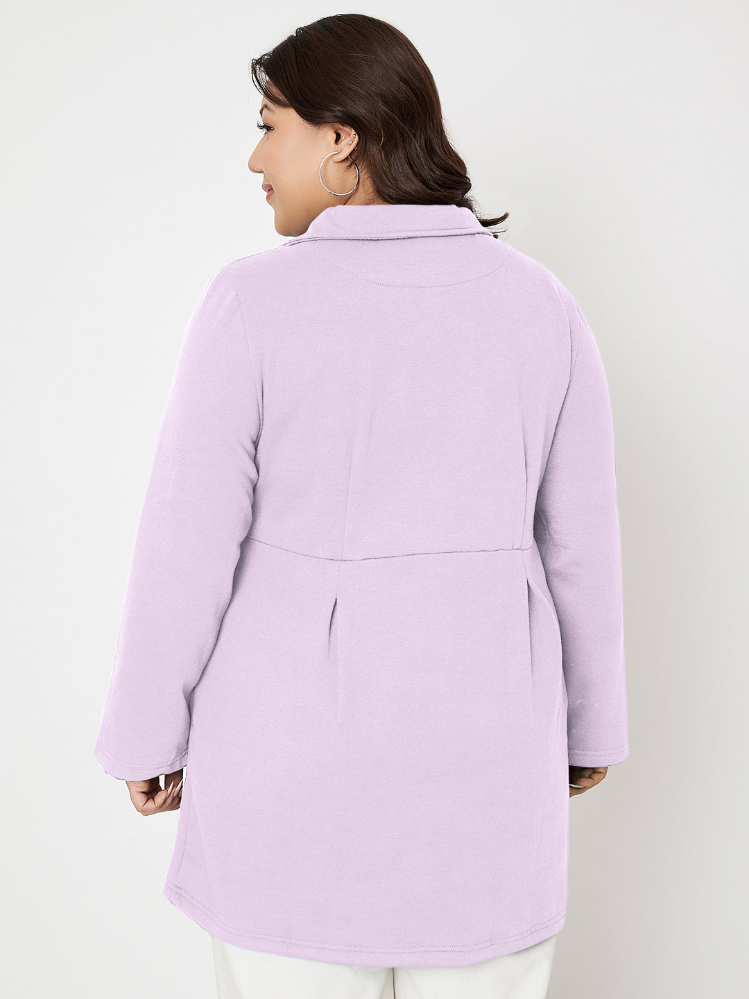 Women Plus Size Single Breasted Hip Length Overcoat