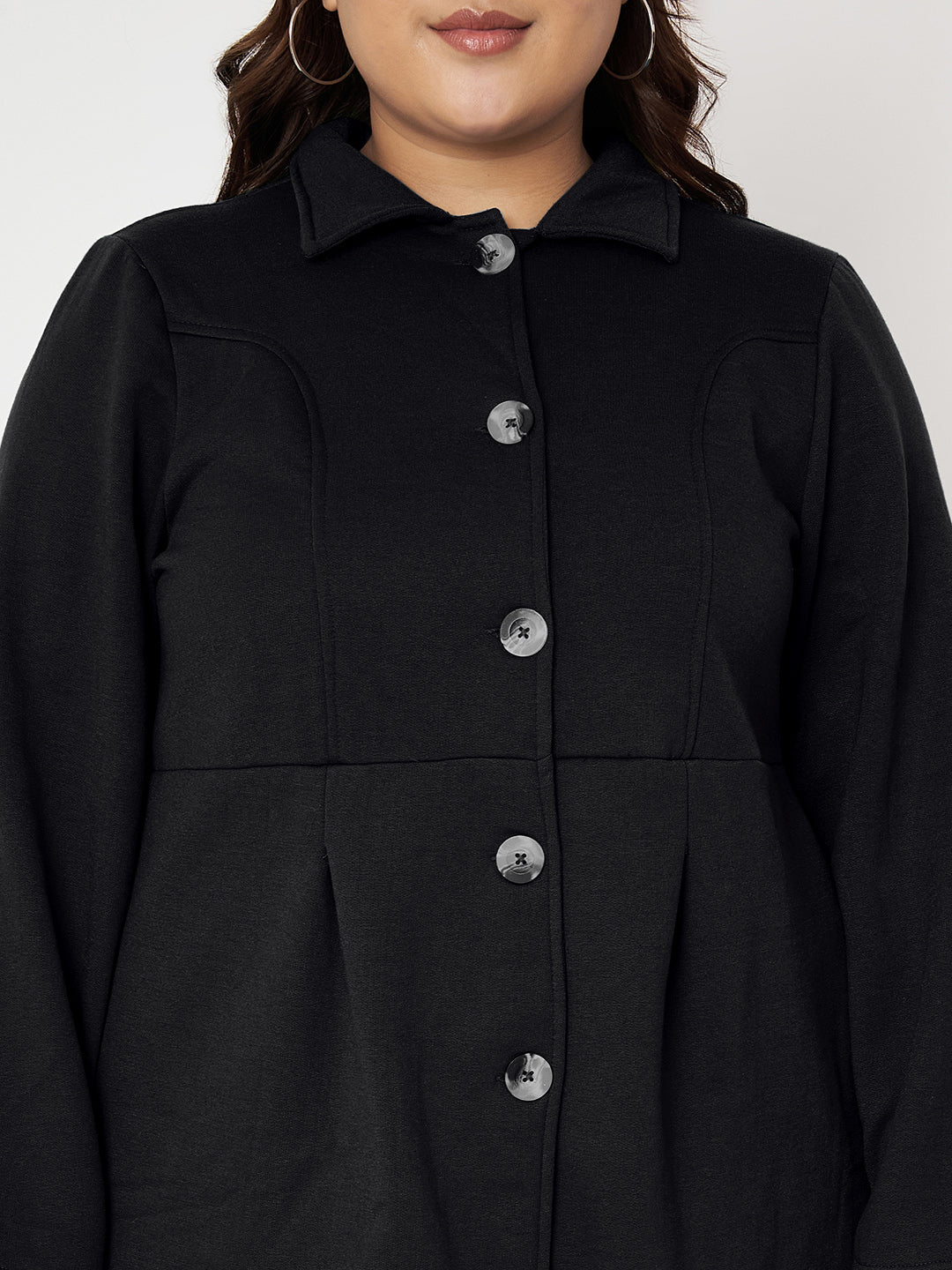 Women Plus Size Single Breasted Hip Length Overcoat