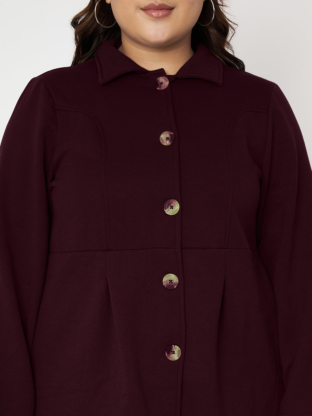 Women Plus Size Single Breasted Hip Length Overcoat