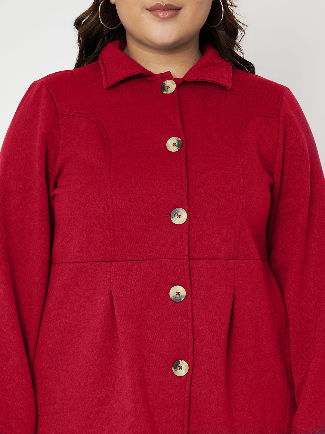 Women Plus Size Single Breasted Hip Length Overcoat