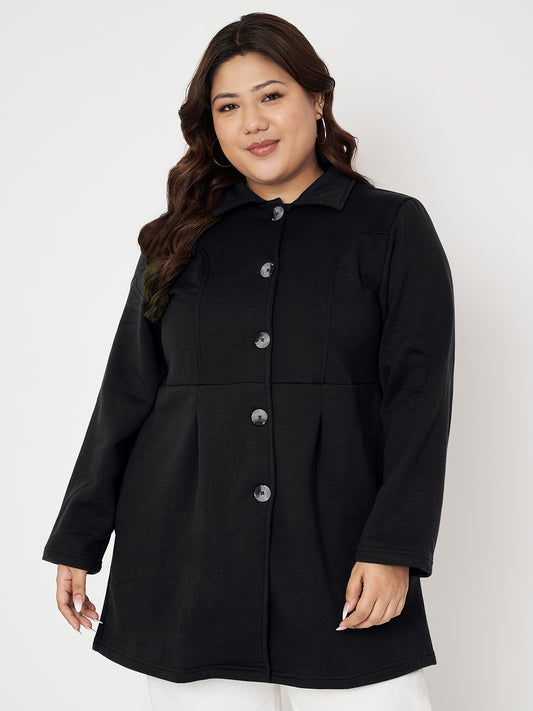 Women Plus Size Single Breasted Hip Length Overcoat