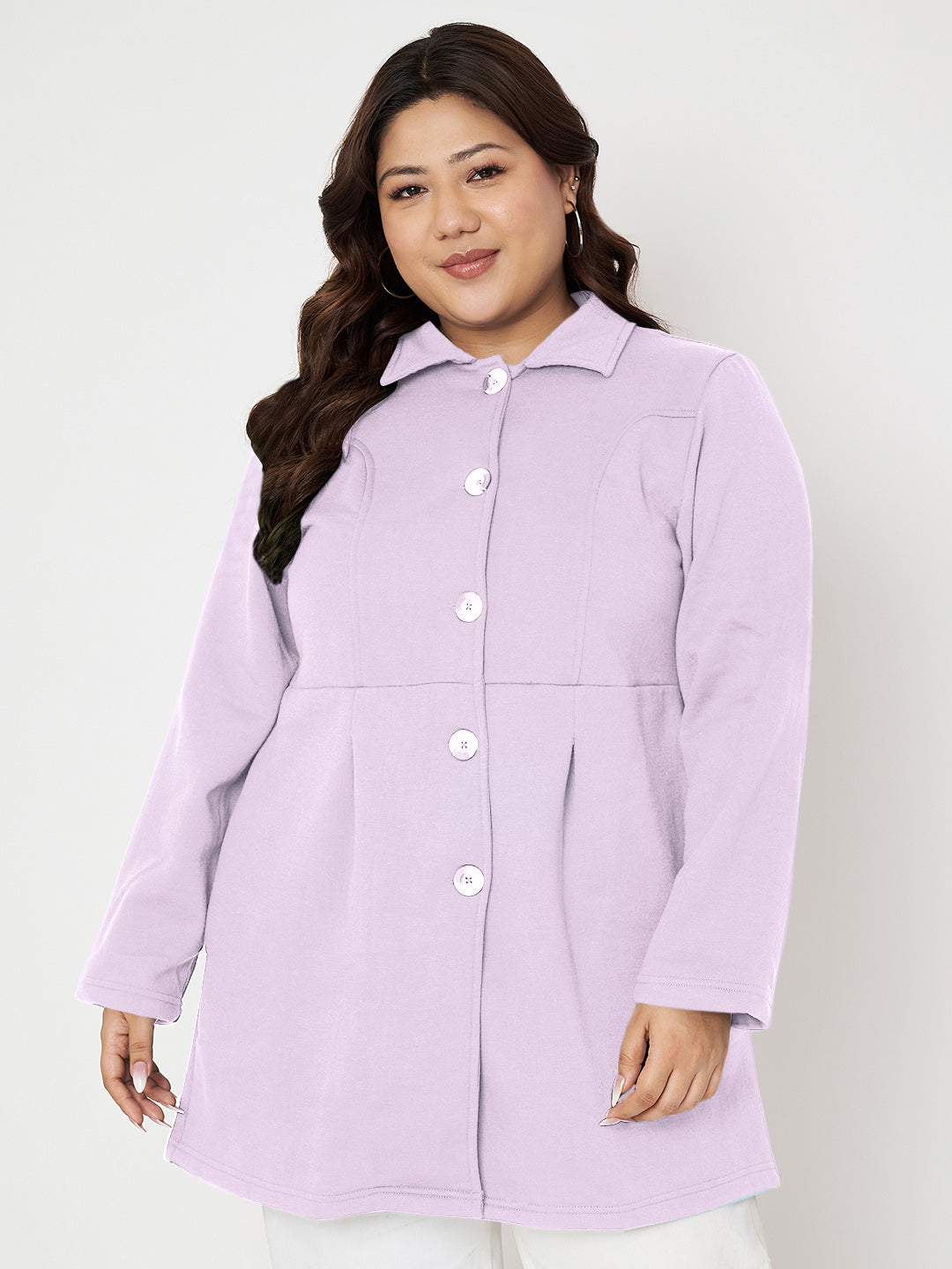 Women Plus Size Single Breasted Hip Length Overcoat