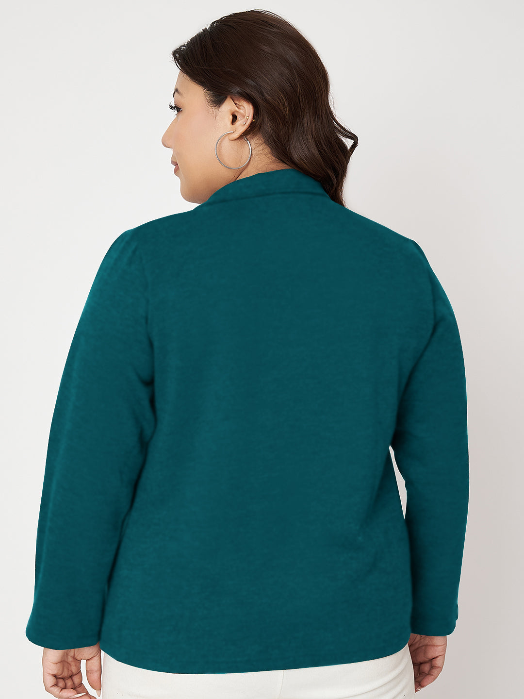 Women Mock Collar Front-Open Sweatshirt