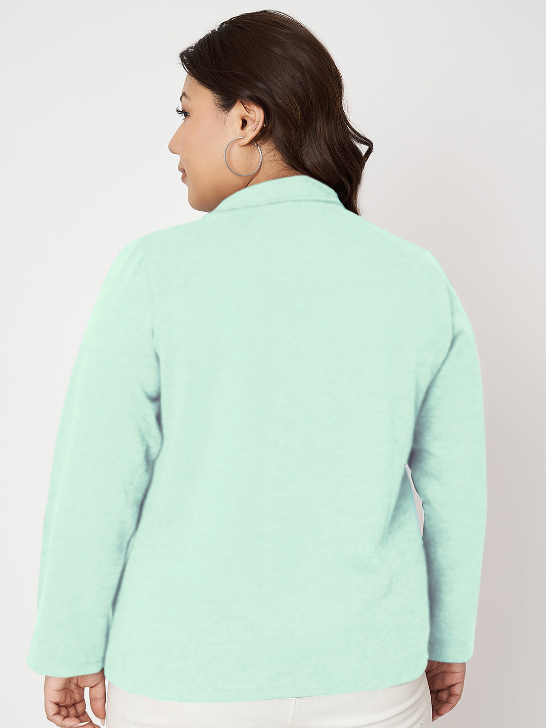 Women Mock Collar Front-Open Sweatshirt