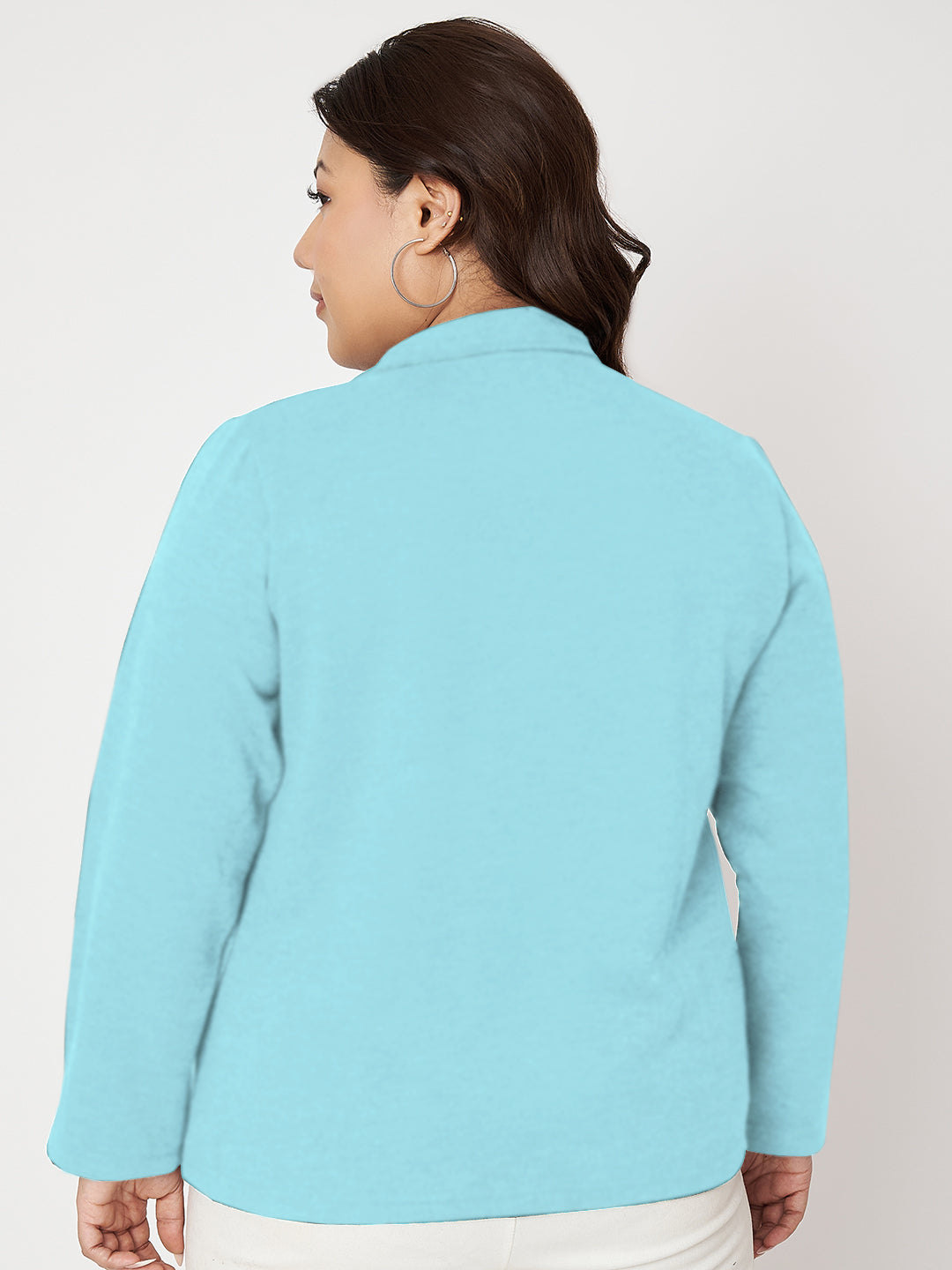 Women Mock Collar Front-Open Sweatshirt