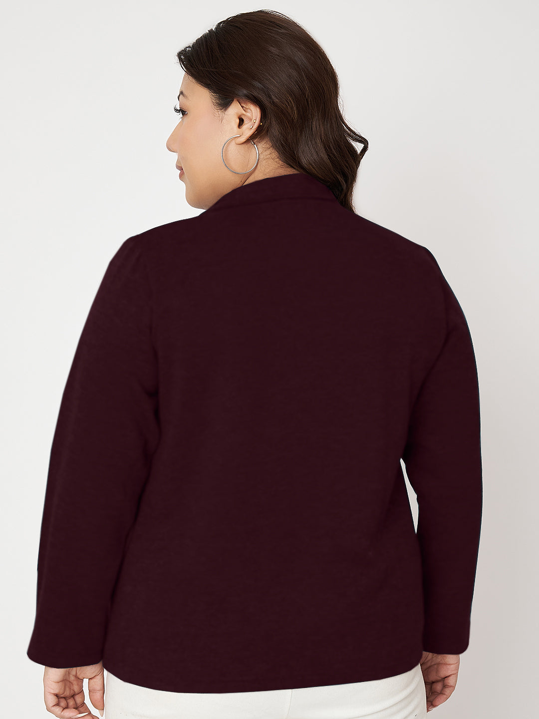 Women Mock Collar Front-Open Sweatshirt