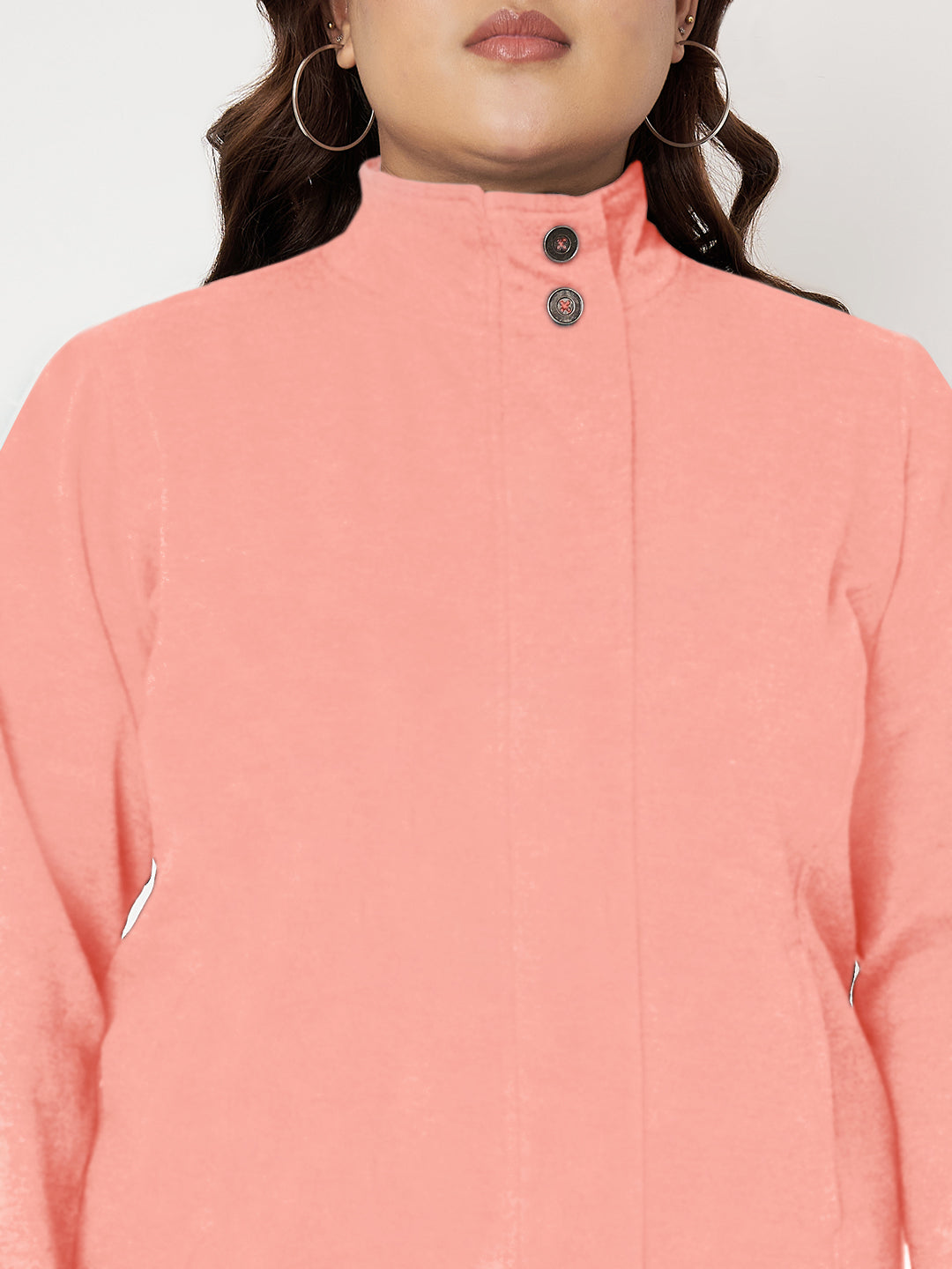 Women Mock Collar Front-Open Sweatshirt