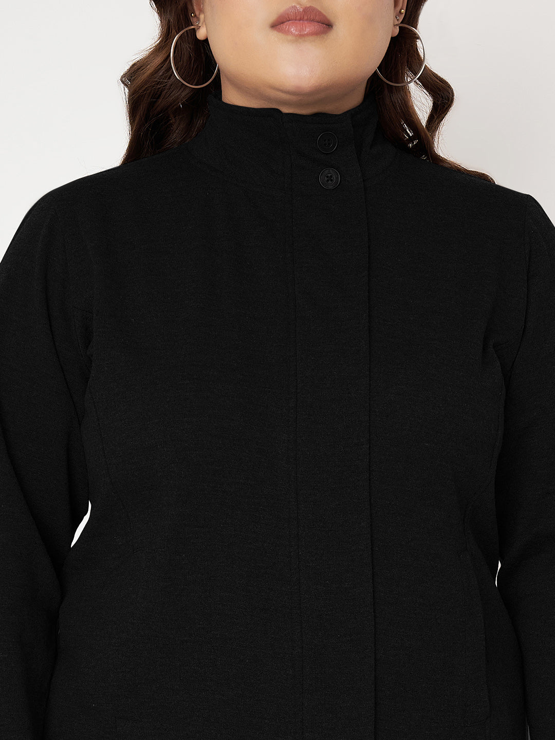 Women Mock Collar Front-Open Sweatshirt