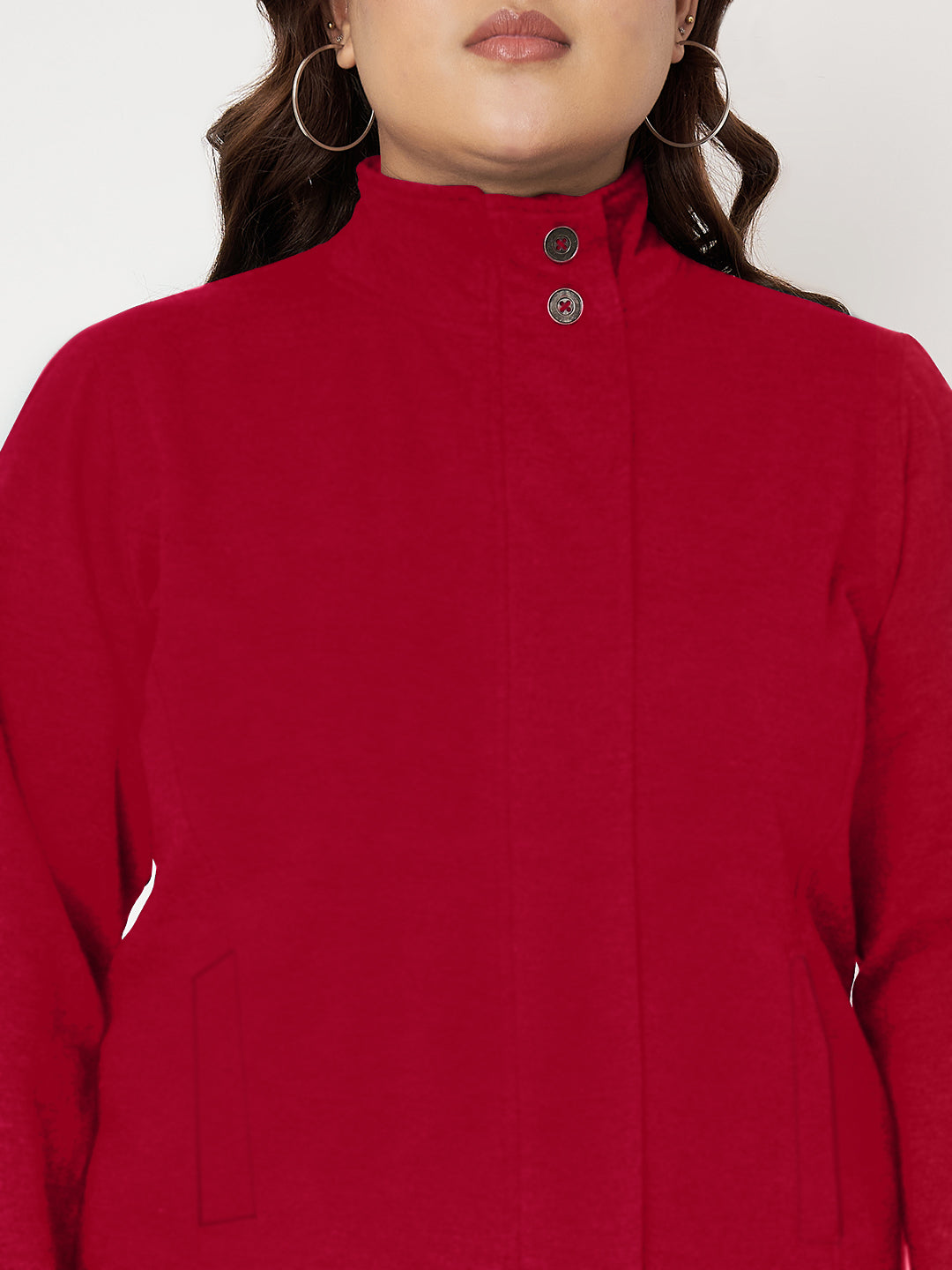 Women Mock Collar Front-Open Sweatshirt