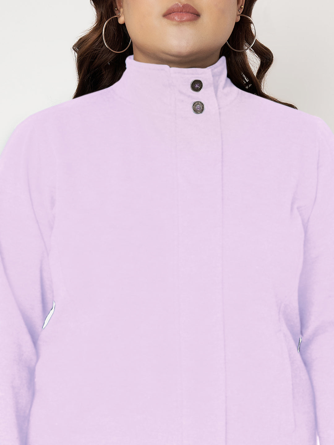 Women Mock Collar Front-Open Sweatshirt