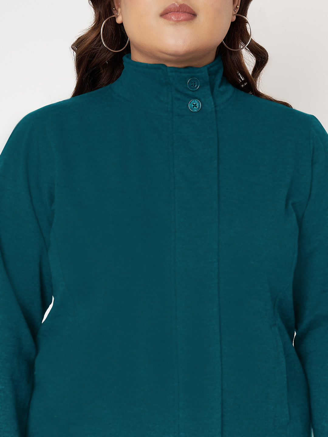 Women Mock Collar Front-Open Sweatshirt