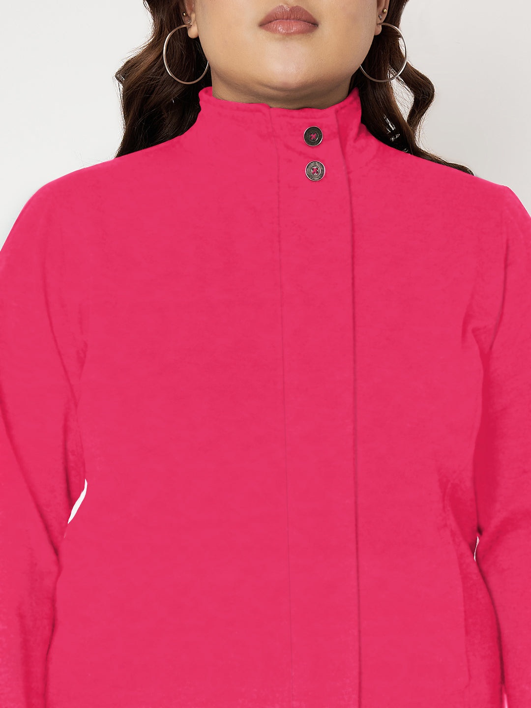 Women Mock Collar Front-Open Sweatshirt