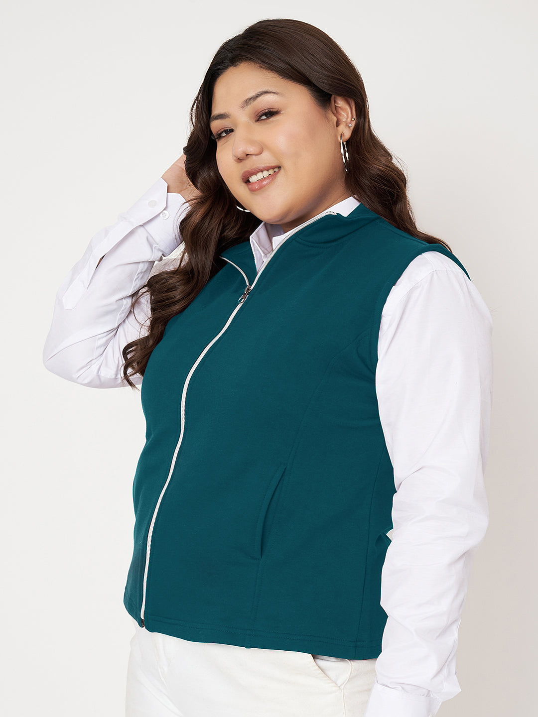 Women Fleece Open Front Jacket