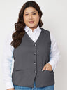 Pluslane V-Neck Sleeveless Waistcoat