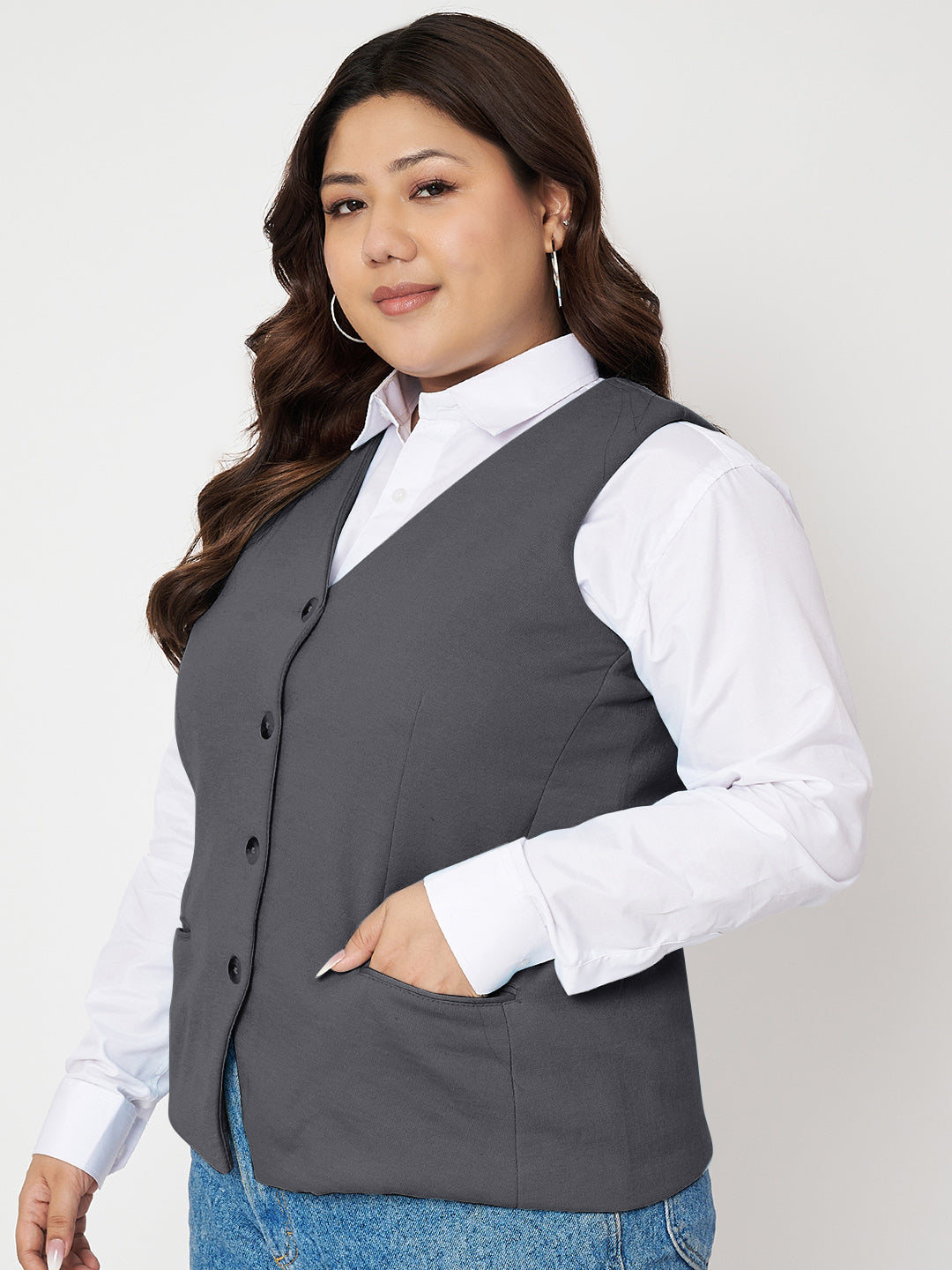 V-Neck Sleeveless Waistcoat