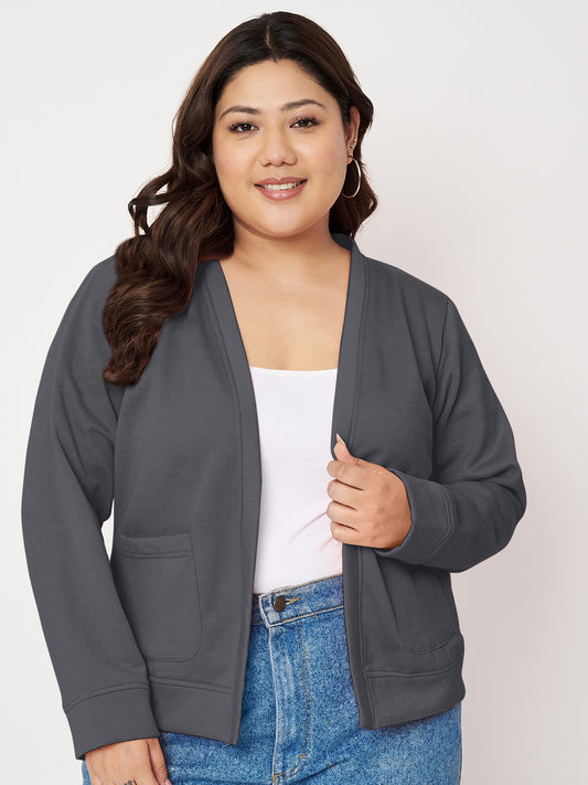 Women Fleece Open Front Jacket