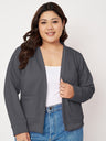 Pluslane Fleece Open Front Jacket