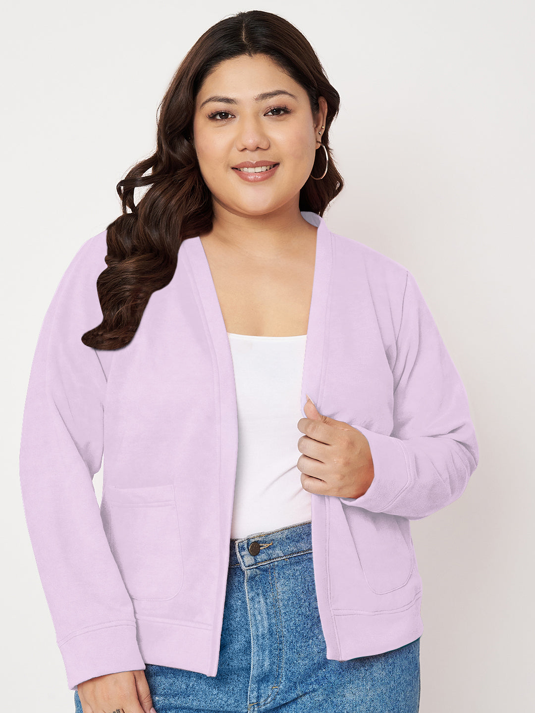 Women Fleece Open Front Jacket