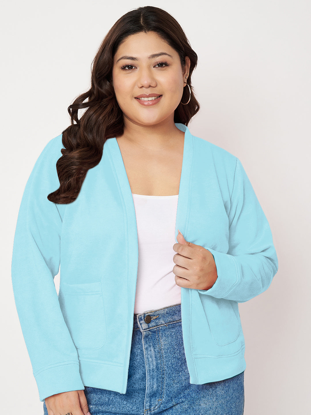 Women Fleece Open Front Jacket