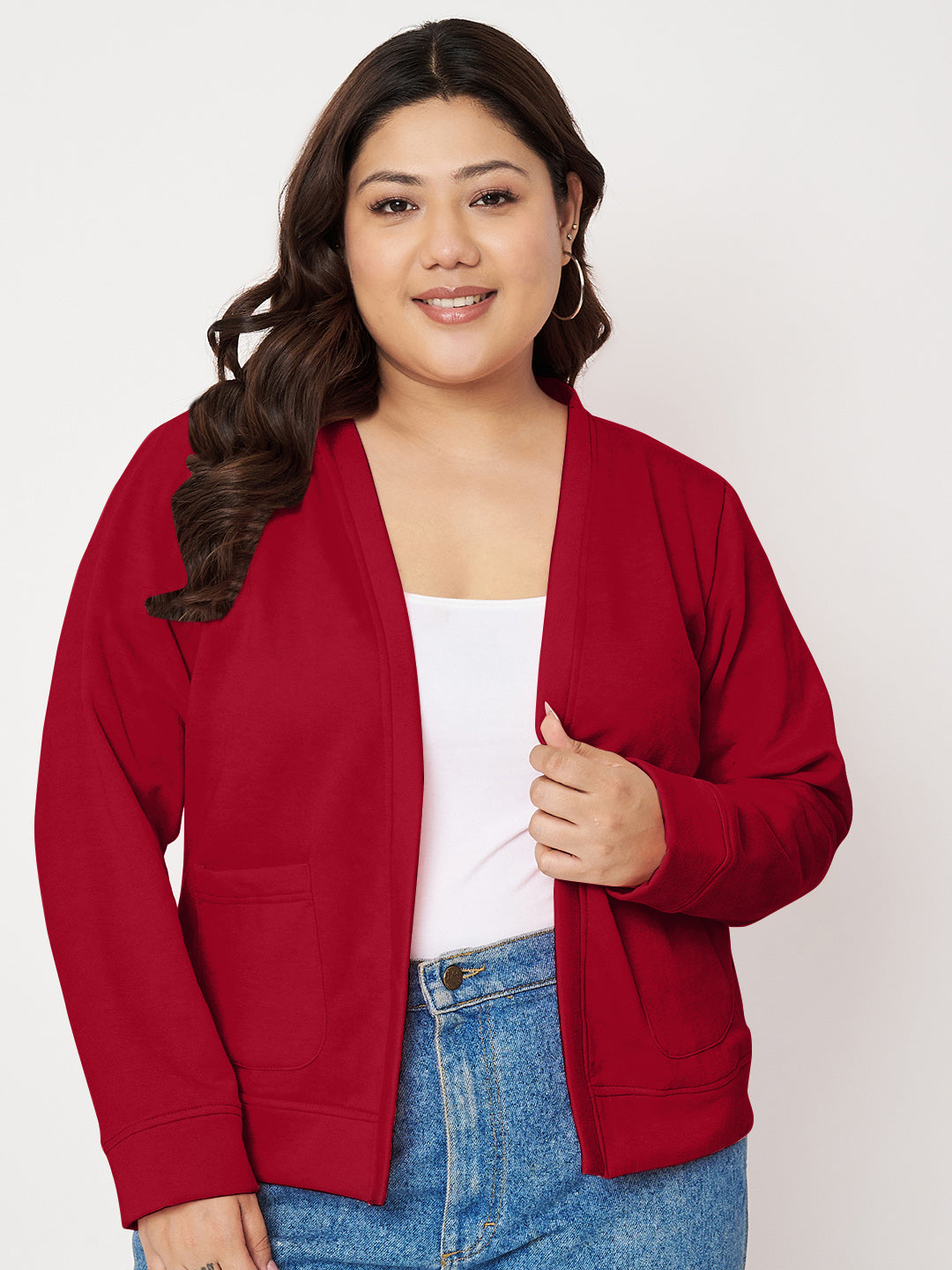 Women Fleece Open Front Jacket