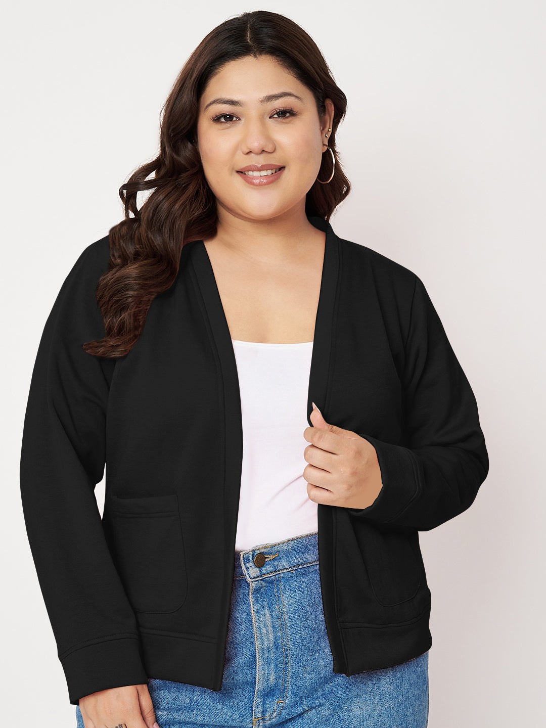 Women Fleece Open Front Jacket