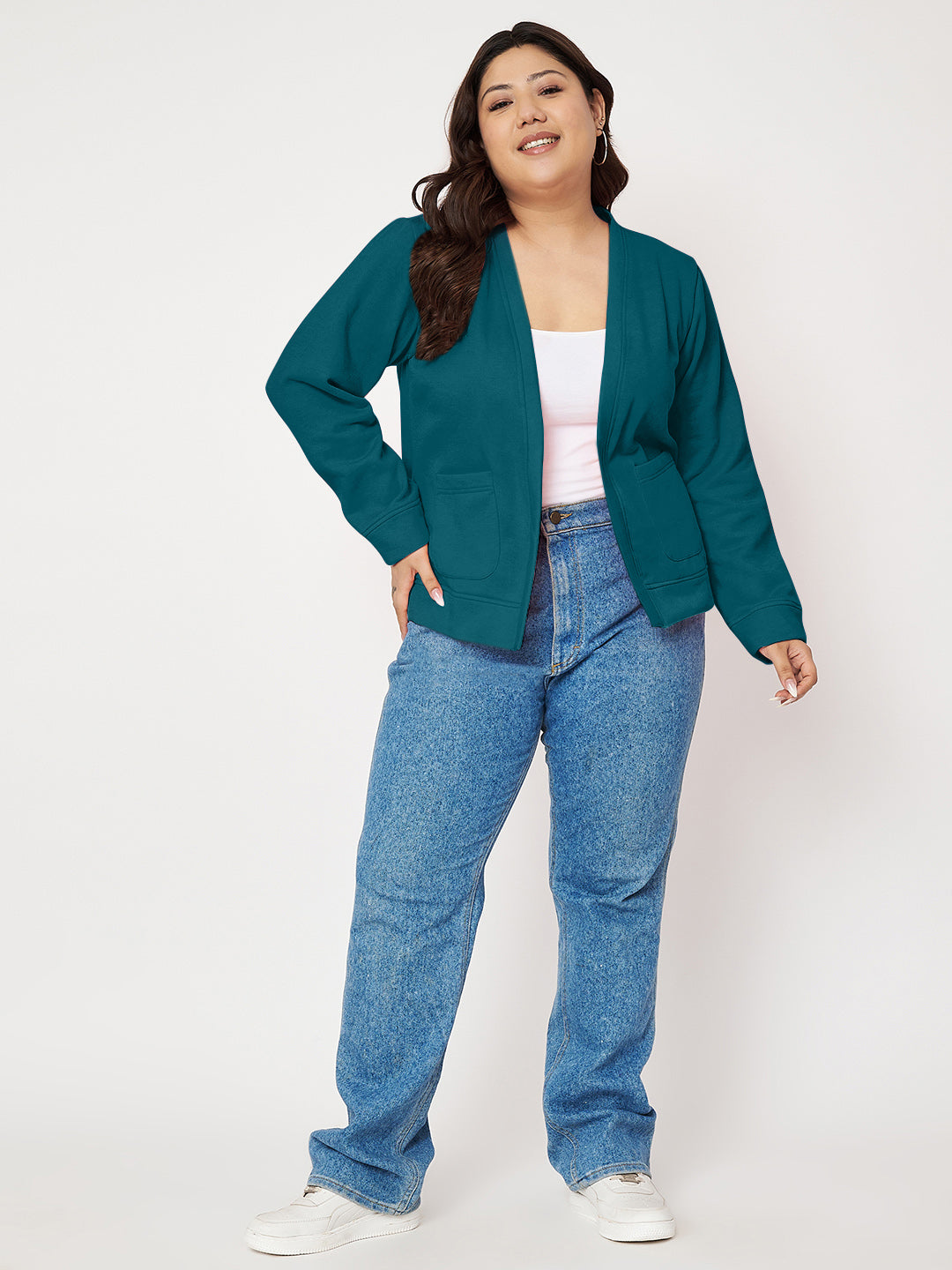 Women Fleece Open Front Jacket