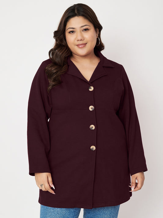 Women Single Breasted Hip Length Overcoat