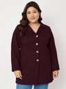 Pluslane Single Breasted Hip Length Overcoat