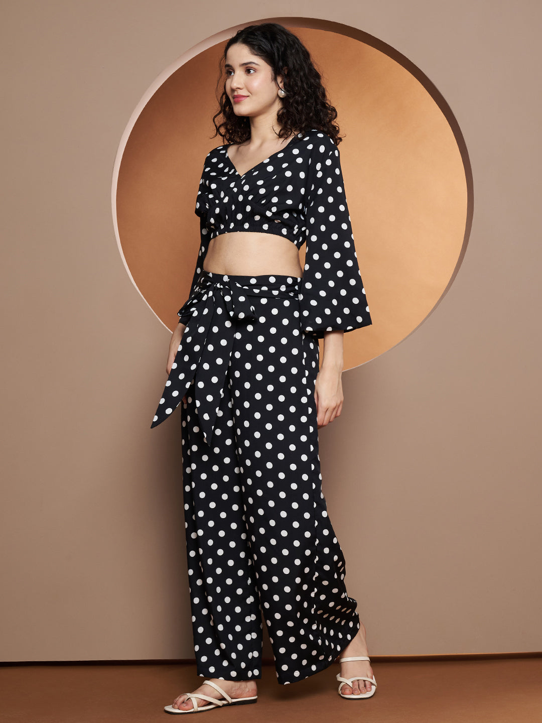 Printed V-Neck Top With Palazzo