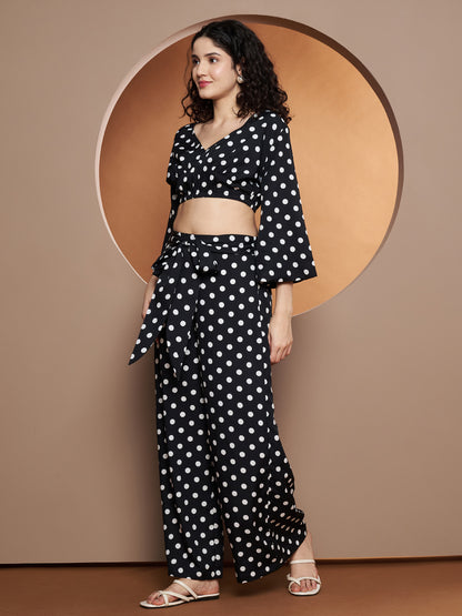 Printed V-Neck Top With Palazzo