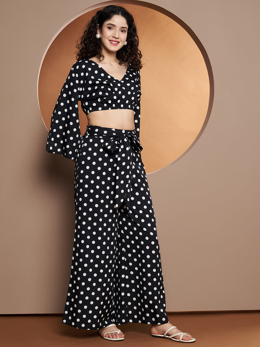 Printed V-Neck Top With Palazzo