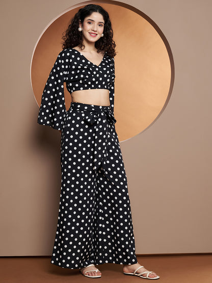 Printed V-Neck Top With Palazzo