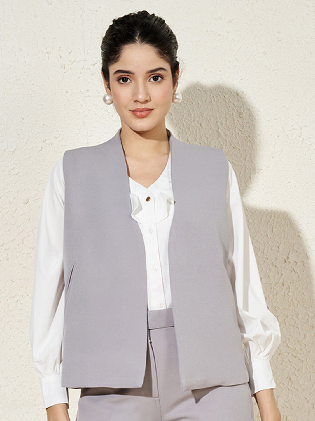 V-Neck Front Open Waistcoat