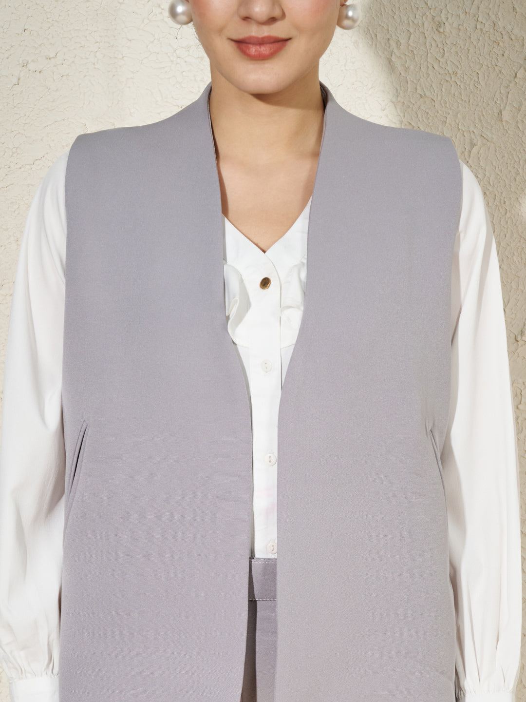 V-Neck Front Open Waistcoat
