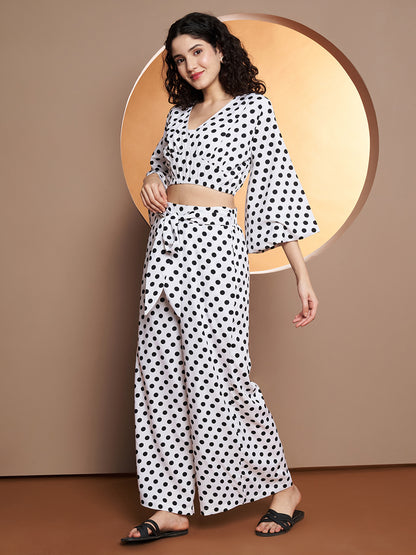 Printed V-Neck Top With Palazzo