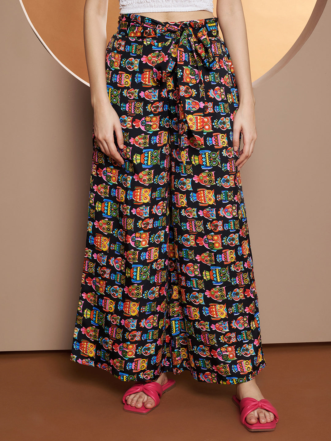 Printed V-Neck Top With Palazzo