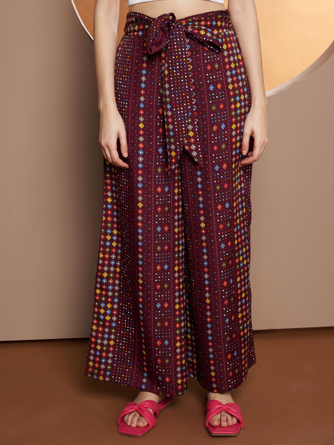 Printed V-Neck Top With Palazzo