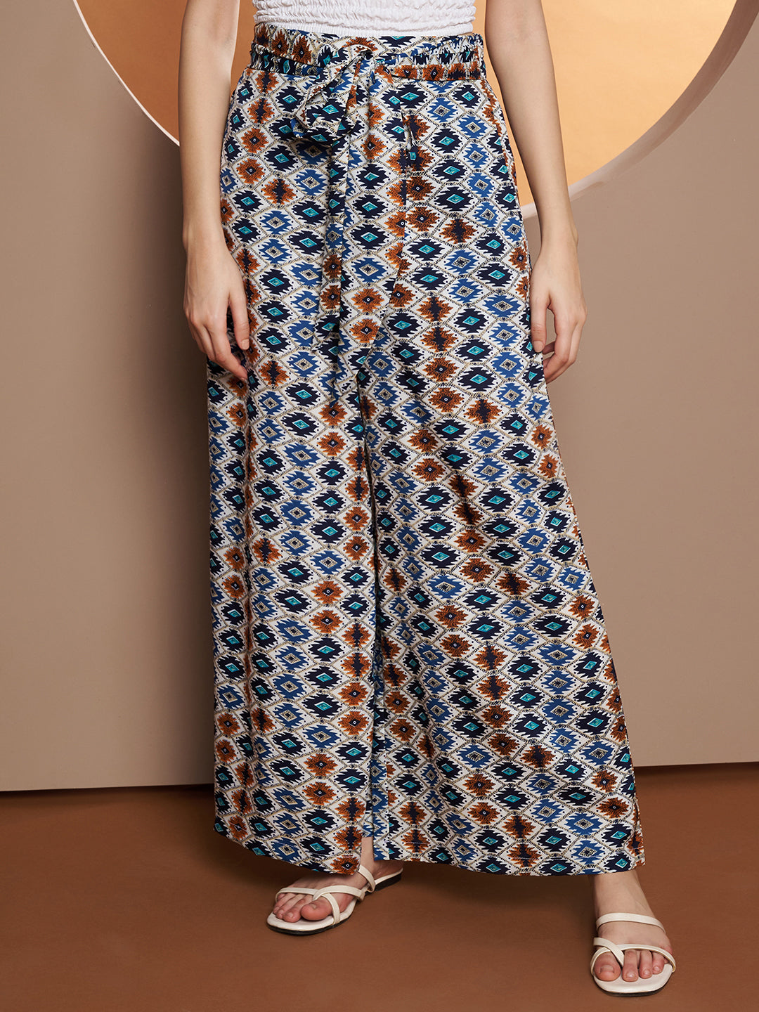 Printed V-Neck Top With Palazzo