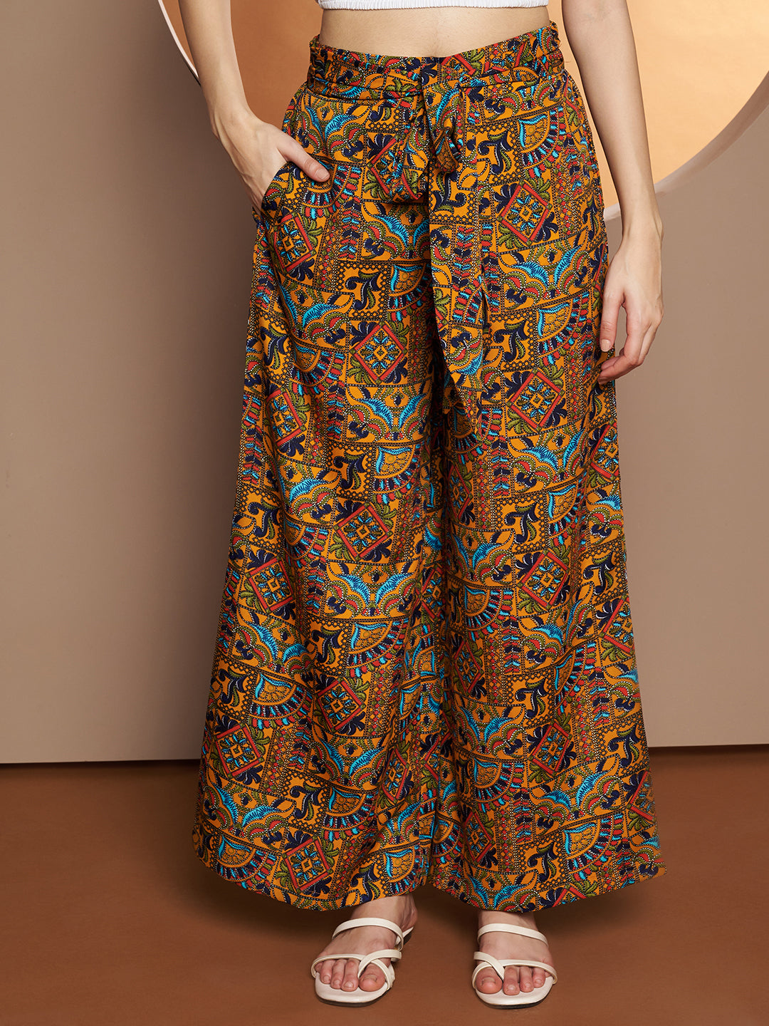 Printed V-Neck Top With Palazzo