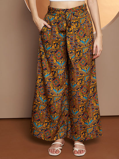 Printed V-Neck Top With Palazzo