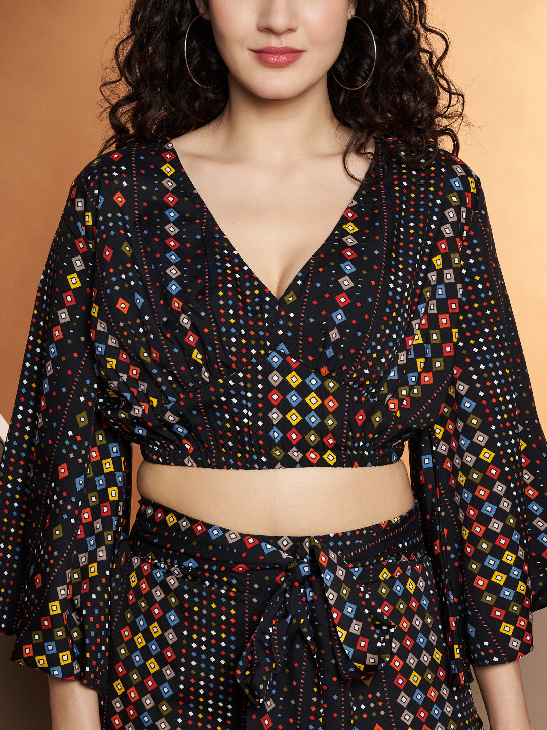 Printed V-Neck Top With Palazzo