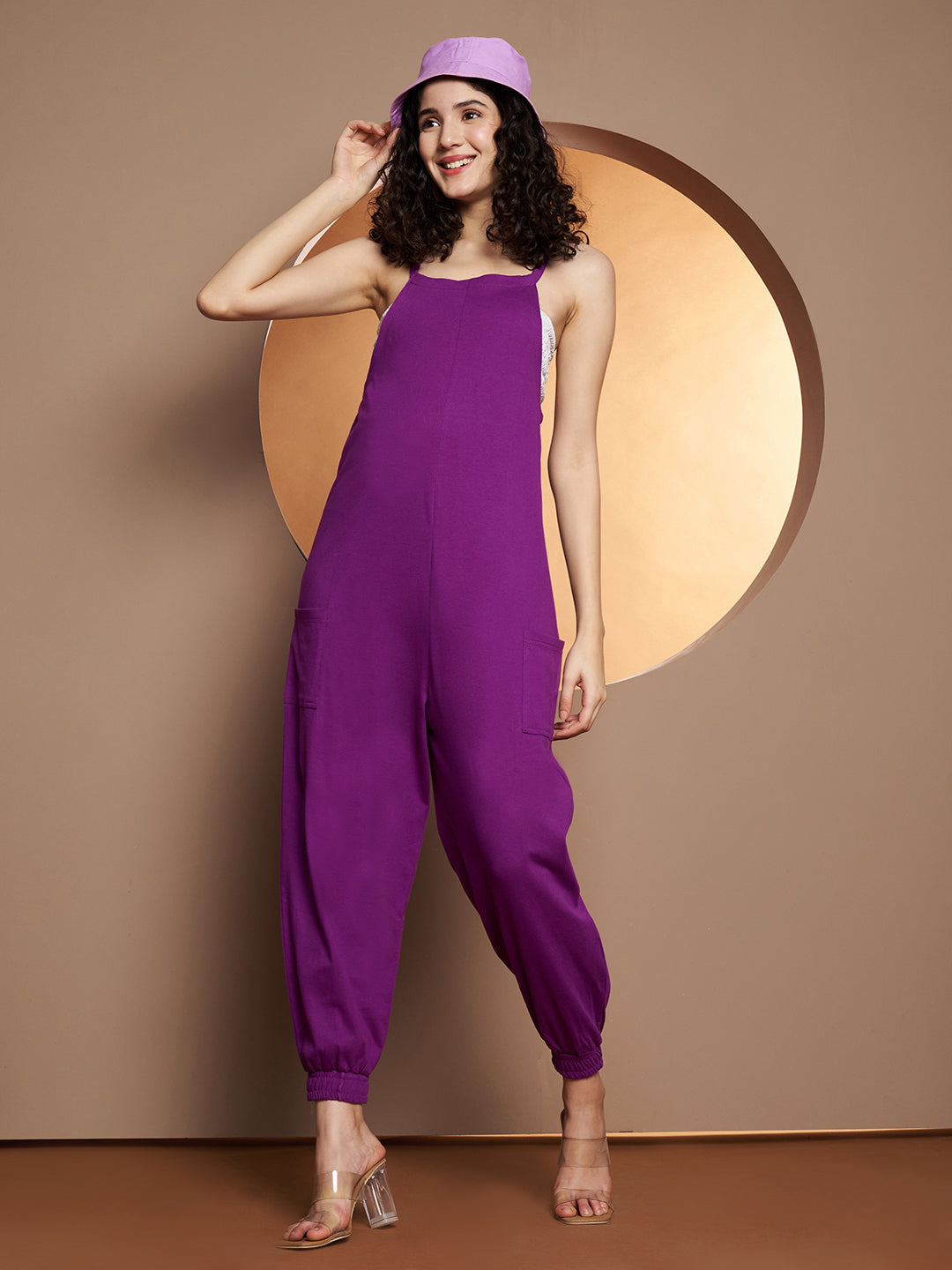 Shoulder Straps Pure Cotton Basic Jumpsuit